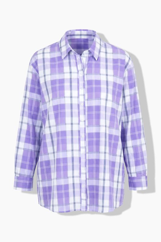 Oversized Plaid Button Down Blouse