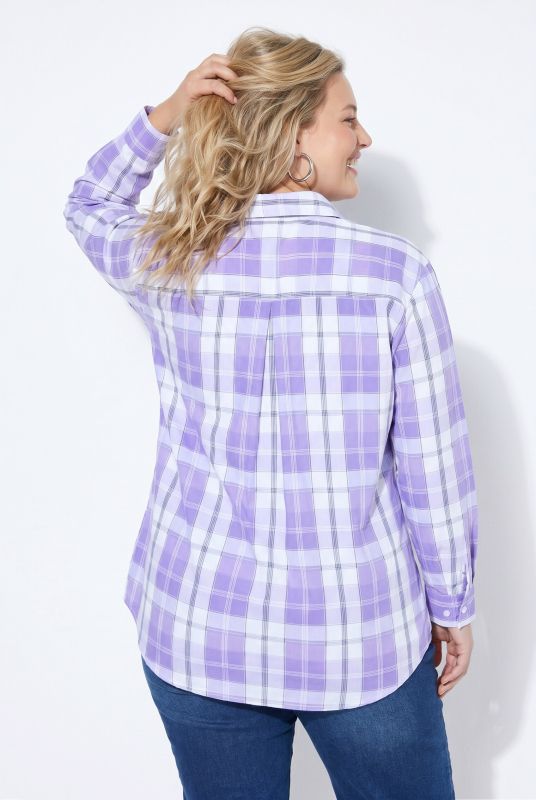 Oversized Plaid Button Down Blouse