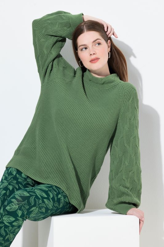 Eco Cotton Cable Knit Turtleneck Sweater