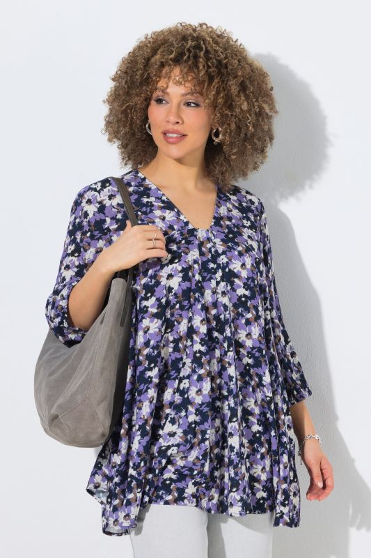 Floral V-Neck A-Line Tunic