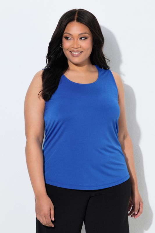 Matte Jersey Round Neck Knit Tank Top