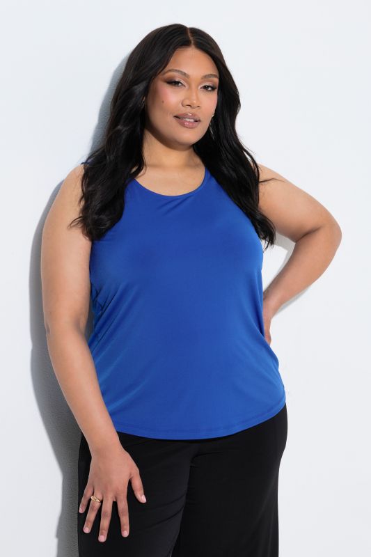 Matte Jersey Round Neck Knit Tank Top