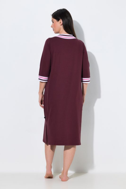 Sporty Stripe Trim V-Neck Cotton Nightgown