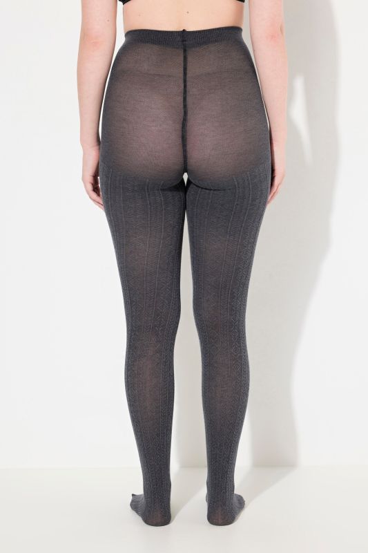 Textured Stretch Cotton Blend Knit Tights