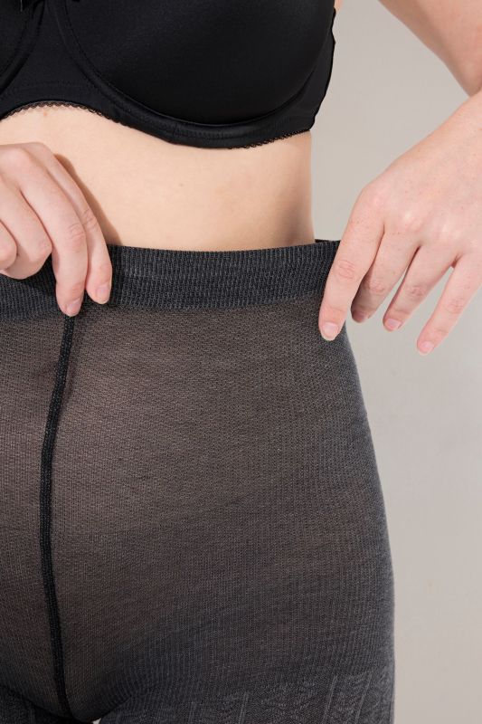 Textured Stretch Cotton Blend Knit Tights