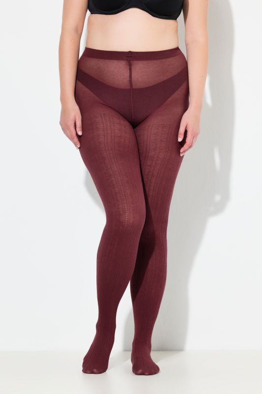 Textured Stretch Cotton Blend Knit Tights