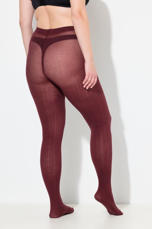 Textured Stretch Cotton Blend Knit Tights