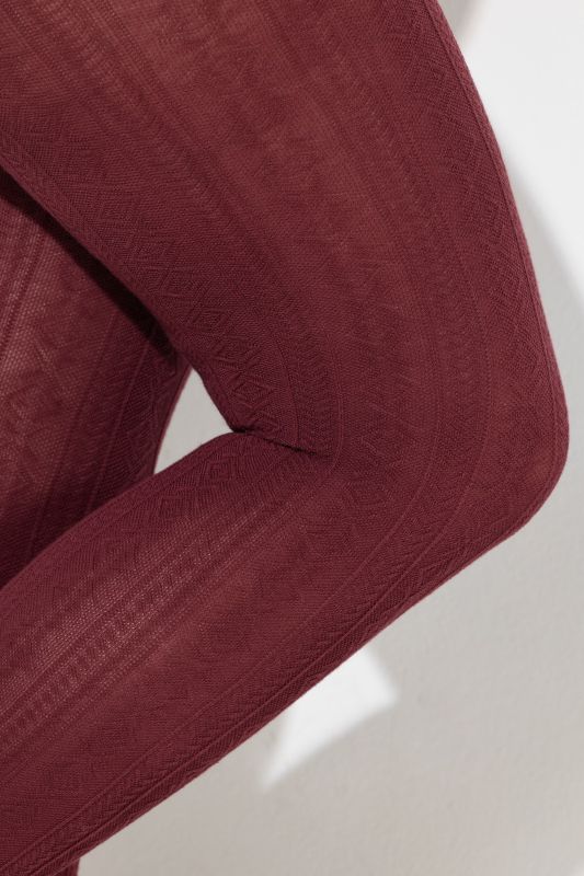 Textured Stretch Cotton Blend Knit Tights