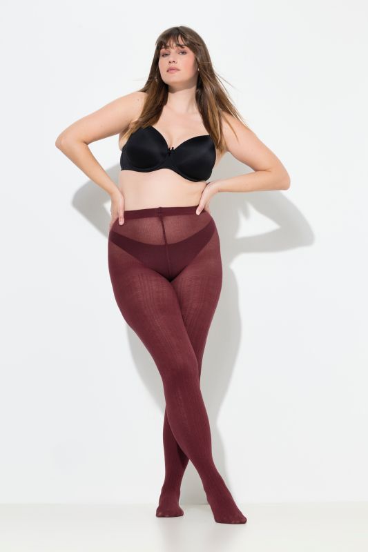 Textured Stretch Cotton Blend Knit Tights