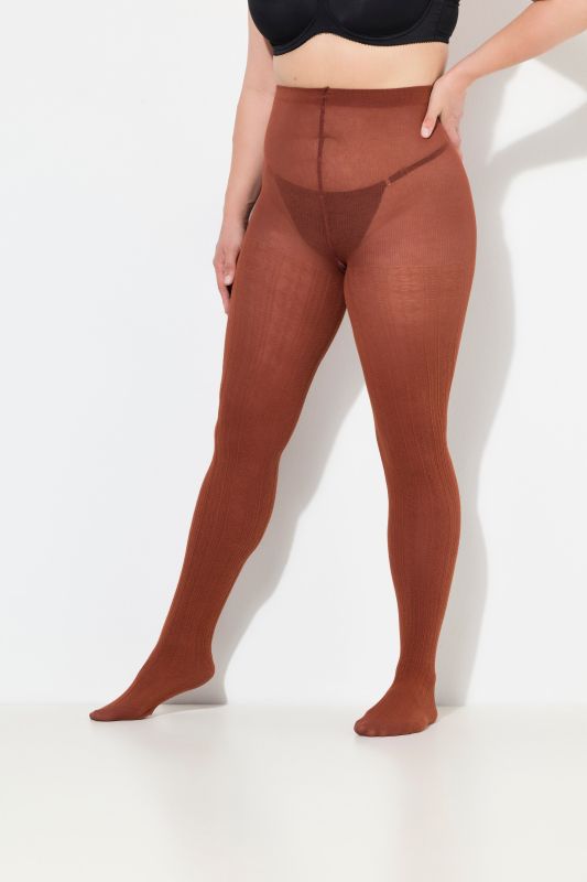 Textured Stretch Cotton Blend Knit Tights