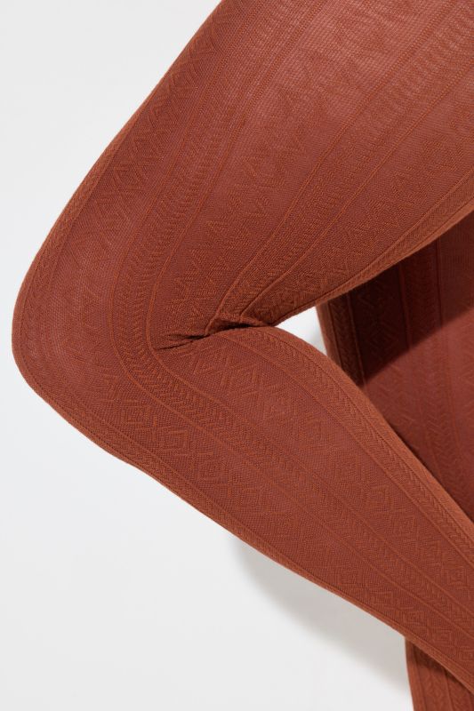Textured Stretch Cotton Blend Knit Tights