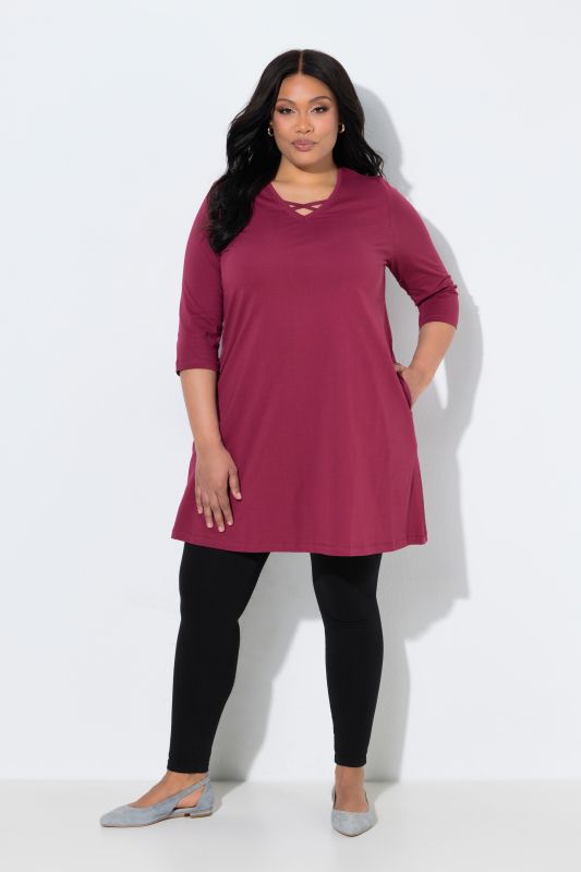 Criss Cross V-Neckline Swing Knit Tunic