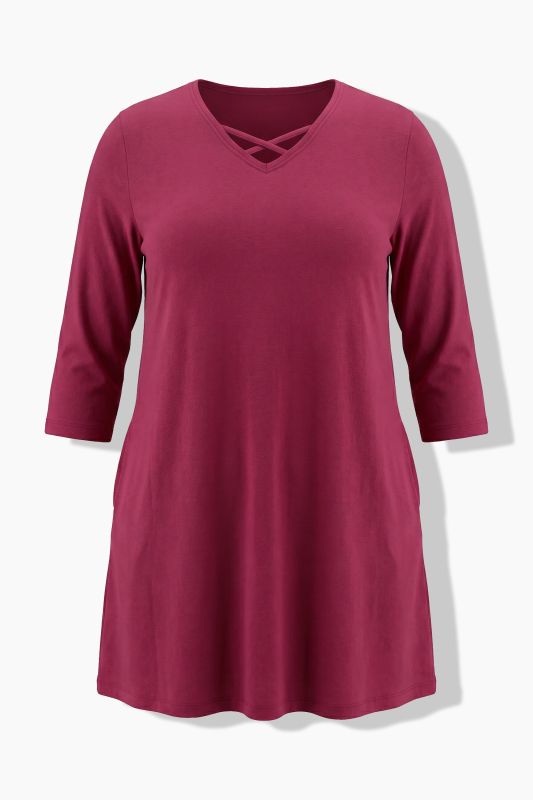 Criss Cross V-Neckline Swing Knit Tunic