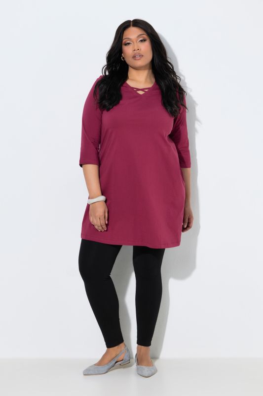 Criss Cross V-Neckline Swing Knit Tunic