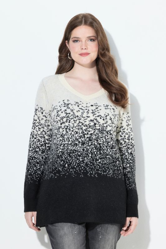 Gradient Knit Long Sleeve V-Neck Sweater