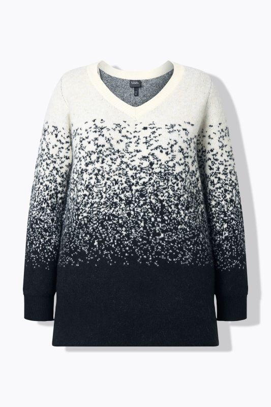 Gradient Knit Long Sleeve V-Neck Sweater