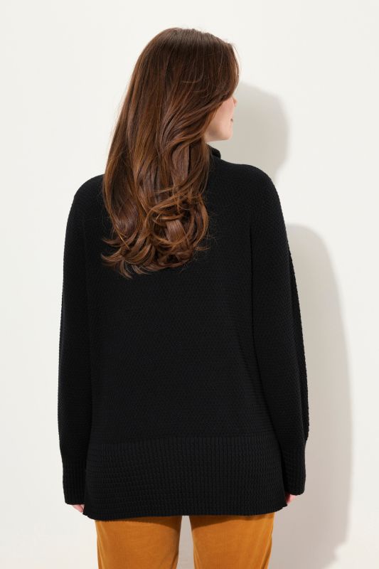Knit Troyer Collar Long Sleeve Sweater