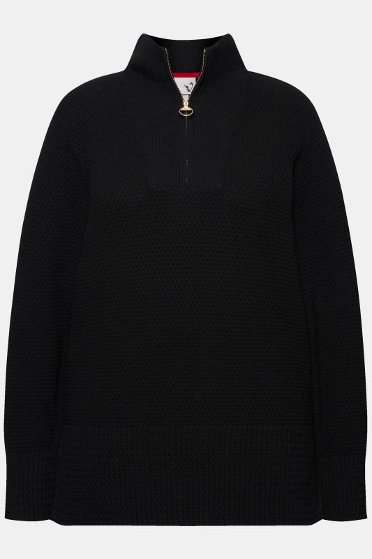 Knit Troyer Collar Long Sleeve Sweater