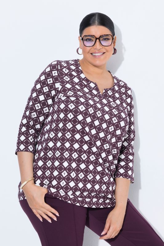 Graphic Print Modern View 3/4 Sleeve Tee