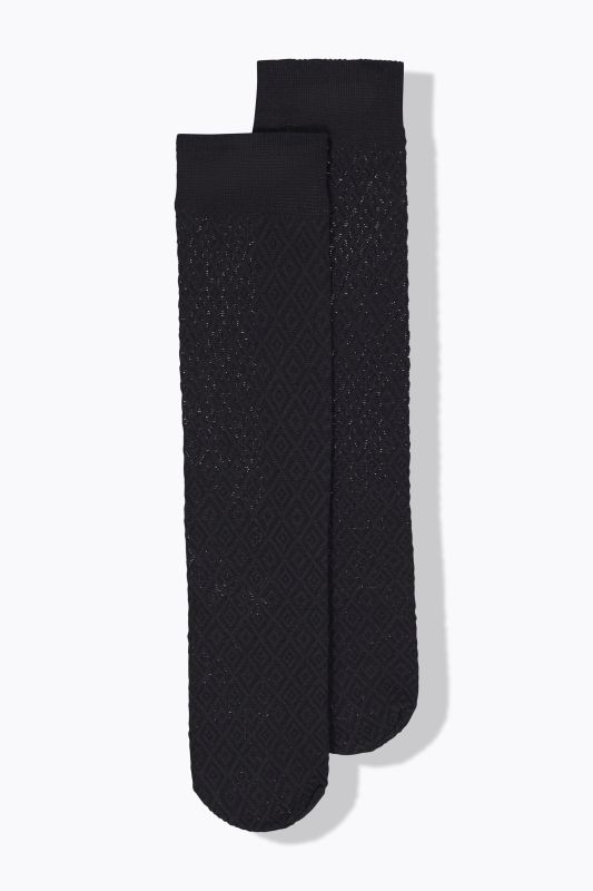 Sheer Diamond Pattern Knee High Socks