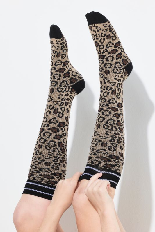 Leopard Print Knee High Compression Socks