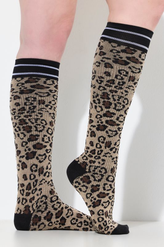 Leopard Print Knee High Compression Socks