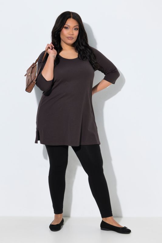 Classic A-Line 3/4 Sleeve Round Neck Knit Tunic