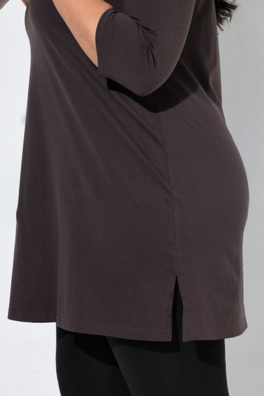 Classic A-Line 3/4 Sleeve Round Neck Knit Tunic
