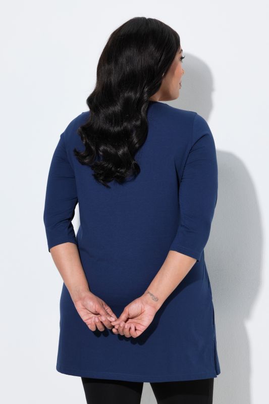 Classic A-Line 3/4 Sleeve Round Neck Knit Tunic