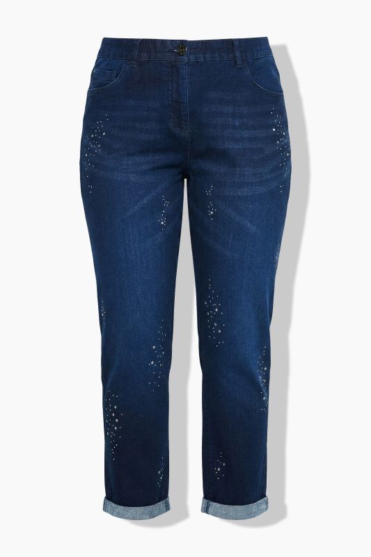 Rivet Detail Stretch Fit Boyfriend Jeans