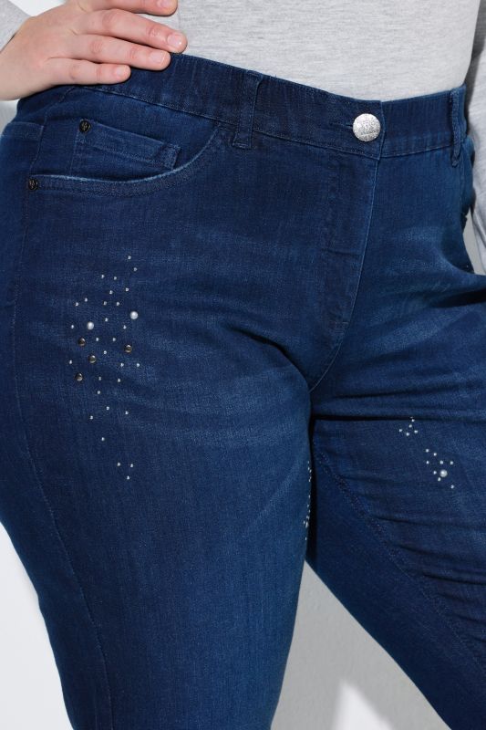 Rivet Detail Stretch Fit Boyfriend Jeans