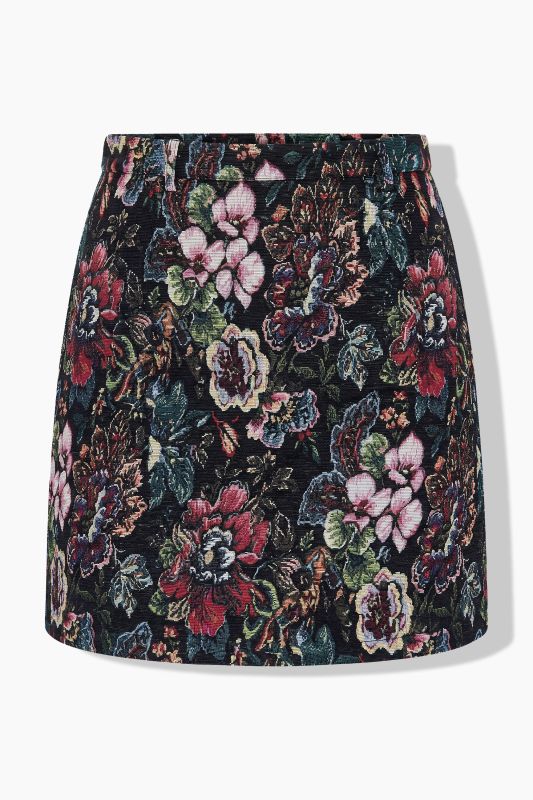 Floral Tapestry Pattern Stretch Fit Pencil Skirt