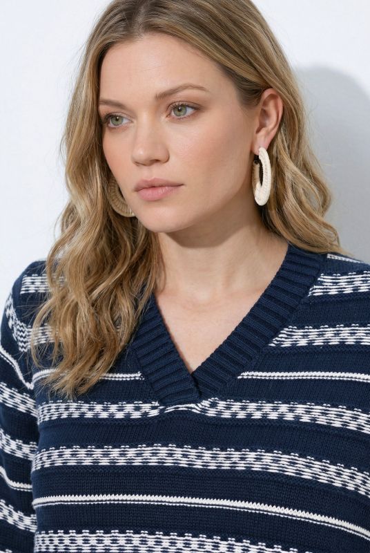 Eco Cotton Mixed Stripe Long Sleeve Sweater