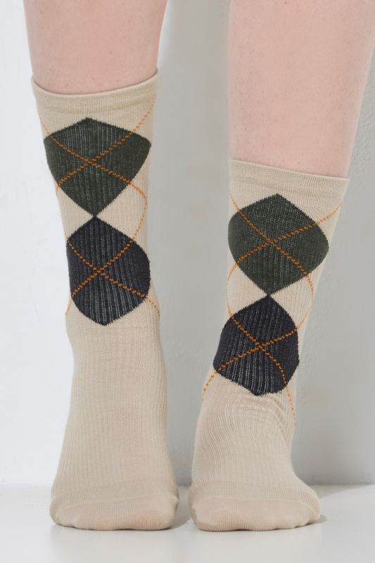 Argyle Crew Length Support Socks