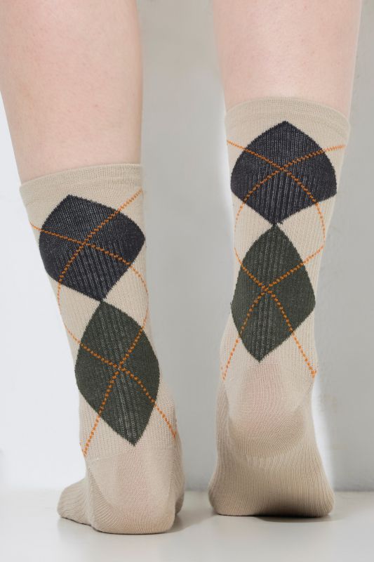 Argyle Crew Length Support Socks