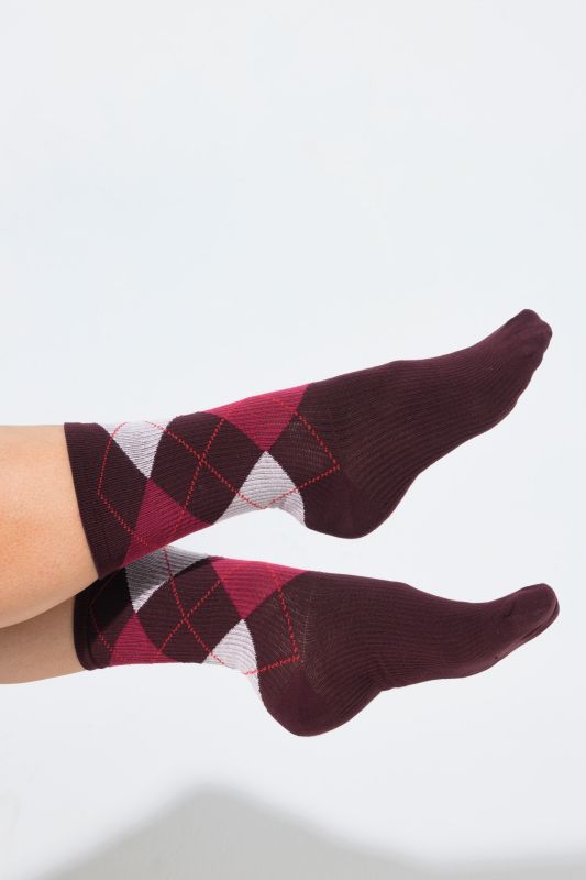 Argyle Crew Length Support Socks