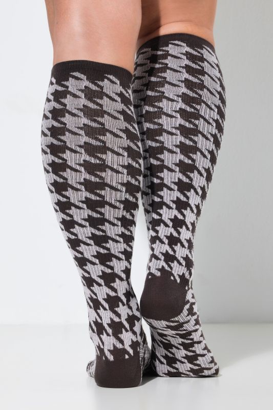 Houndstooth Knee Length Support Socks