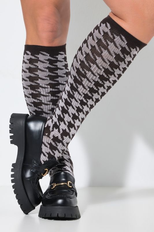 Houndstooth Knee Length Support Socks