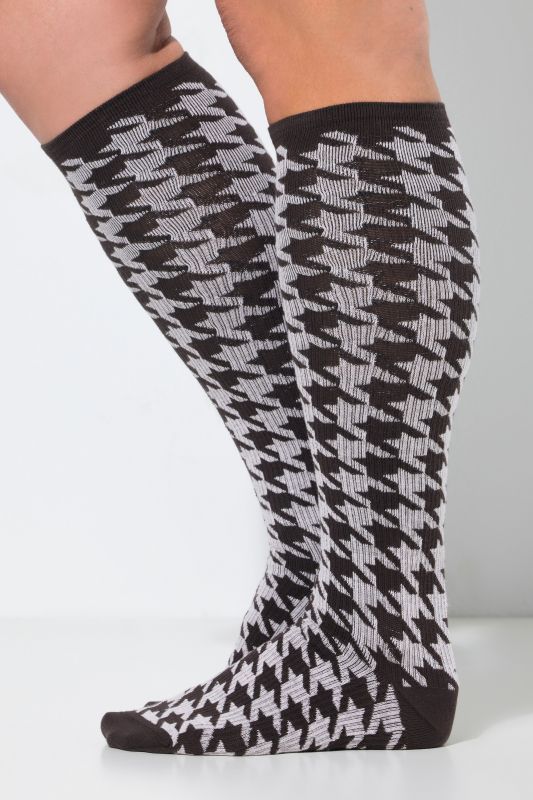 Houndstooth Knee Length Support Socks