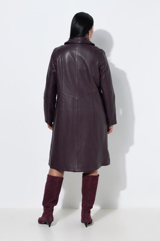 Leather Lapel Collar Swing Coat