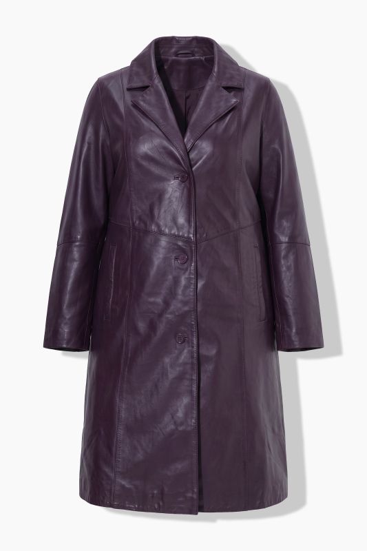 Leather Lapel Collar Swing Coat