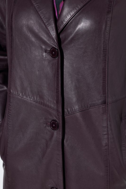 Leather Lapel Collar Swing Coat