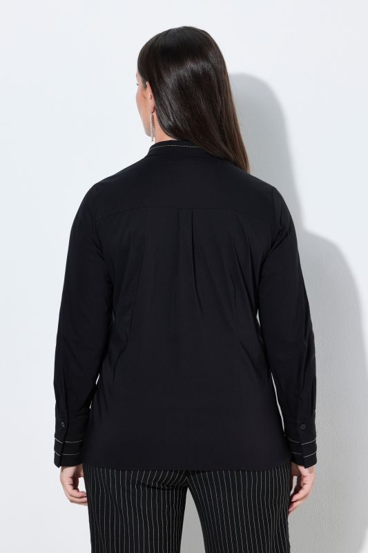 Pearl Beaded Long Sleeve Button-Down Blouse