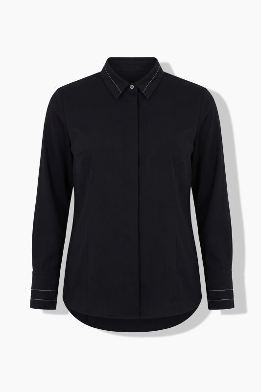Pearl Beaded Long Sleeve Button-Down Blouse
