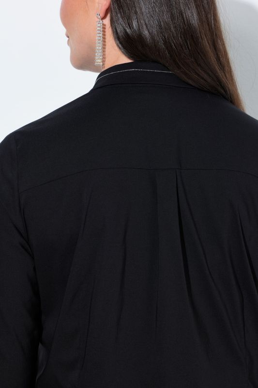 Pearl Beaded Long Sleeve Button-Down Blouse