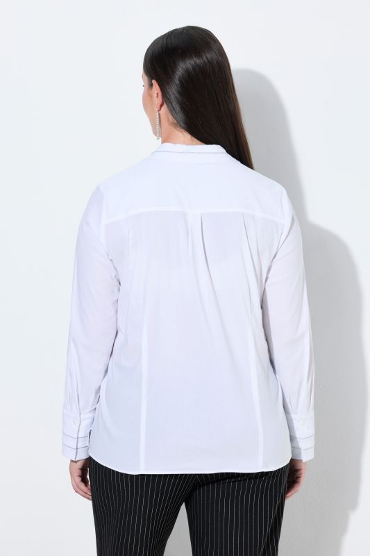 Pearl Beaded Long Sleeve Button-Down Blouse