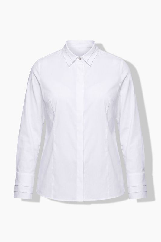 Pearl Beaded Long Sleeve Button-Down Blouse