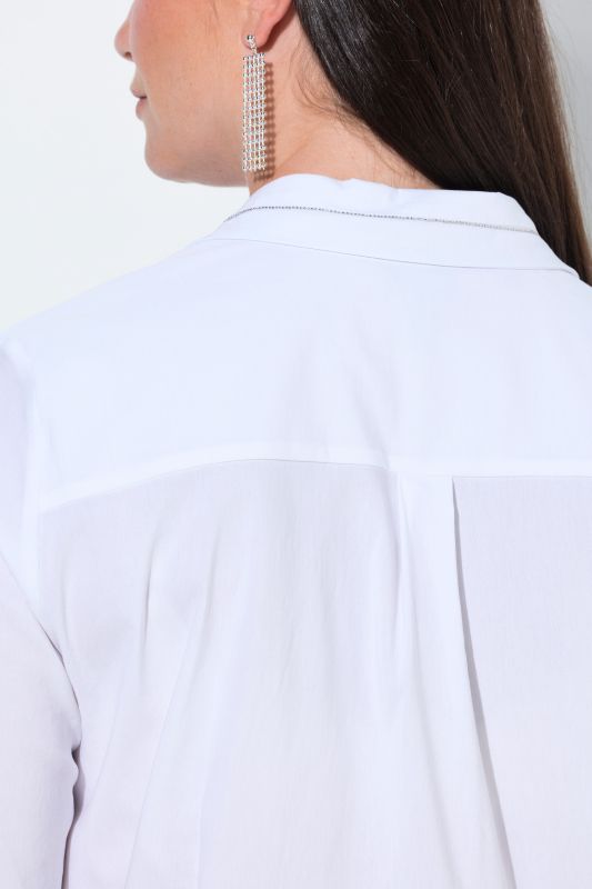 Pearl Beaded Long Sleeve Button-Down Blouse
