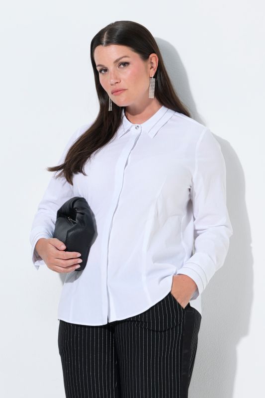 Pearl Beaded Long Sleeve Button-Down Blouse