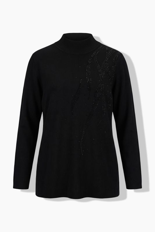 Tonal Rhinestone Long Sleeve Turtleneck Sweater